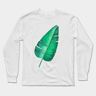 Tropical Banana leaf watercolor illustration Long Sleeve T-Shirt